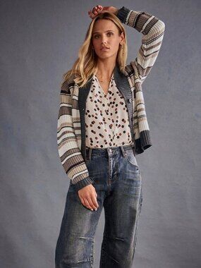 Cabi Cocoa Striped Cardigan